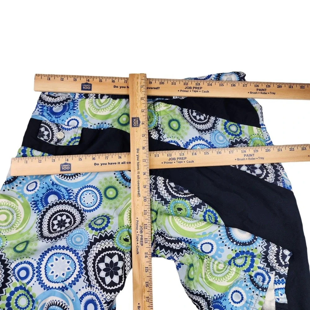Joe Boxer Board Shorts L Men Floral Blue Green Functional‎ Fly Inseam 9